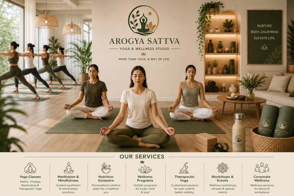 Arogyasattva wellness studio with group yoga and meditation sessions