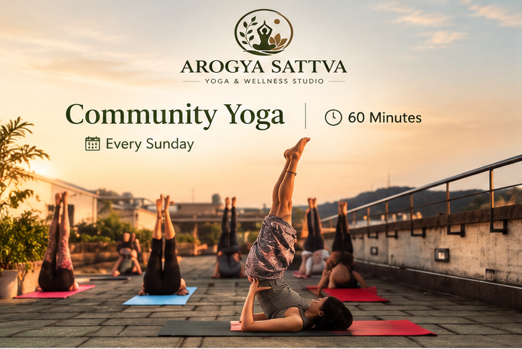 Community Yoga Workshop conducted by Arogya Sattva a wellness center at Bangalore