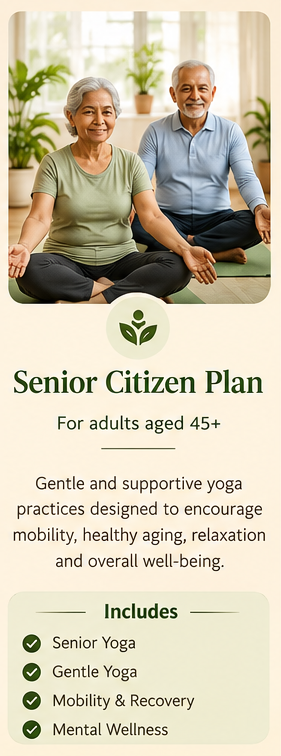 Senior yoga session at Arogya Sattva