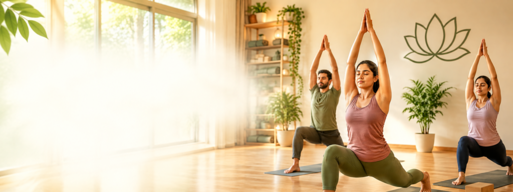 Yoga and wellness session at Arogya Sattva in Bangalore